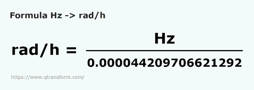 formula Hercios a Radianes por hora - Hz a rad/h