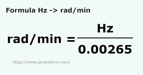 formula Hertzi in Radiani pe minut - Hz in rad/min