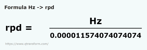formula Hertz em Revoluçãos por dia - Hz em rpd