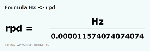 formula герц в оборот в день - Hz в rpd