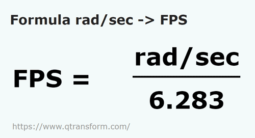 formula Radianes por segundo a Fotogramas por segundo - rad/sec a FPS