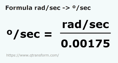 formula Radianes por segundo a Grados por segundo - rad/sec a °/sec