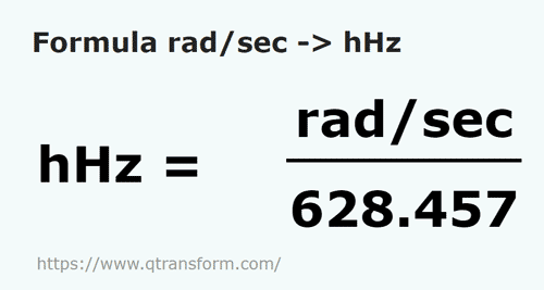 formulu Radyan bölü saniye ila Hektohertz - rad/sec ila hHz