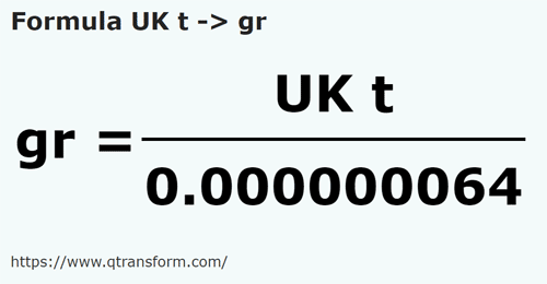 formula Long tons (UK) to Grains - UK t to gr