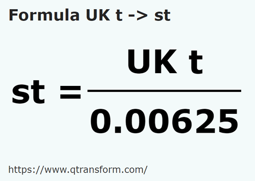 umrechnungsformel Lange Tonne (Großbritannien) in Steine - UK t in st