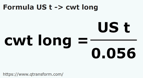 formula короткий тон в длинный кинтал - US t в cwt long