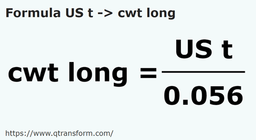 formula Toneladas curtas em Quintals longos - US t em cwt long