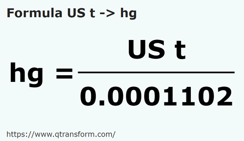 formula Tonnellata corta in Hectogrammi - US t in hg