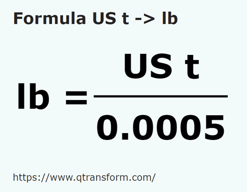 formule Tonnes courts en Livres - US t en lb