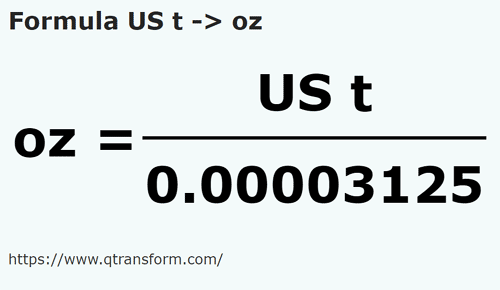 formule Tonnes courts en Onces - US t en oz