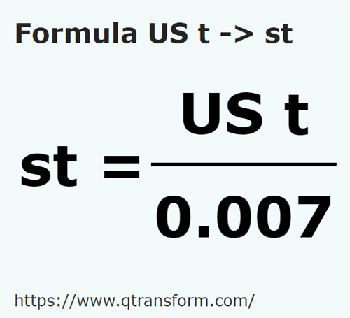 formule Amerikaanse korte tonnen naar Stenen - US t naar st