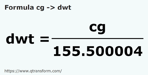 formula Centigramas em Pennyweights - cg em dwt