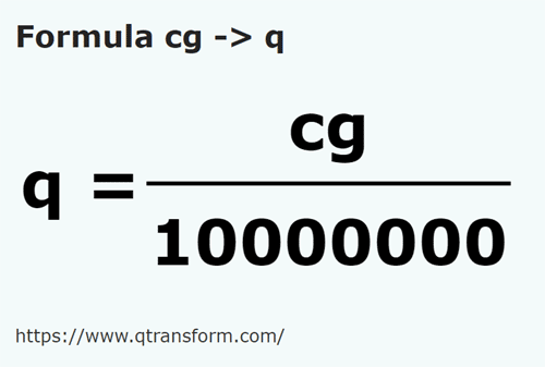 formule Centigrammes en Quintals - cg en q
