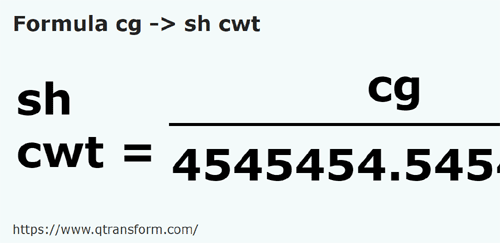 formule Centigram naar Korte kwintaal - cg naar sh cwt