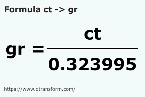 formula Quilates em Grãos - ct em gr