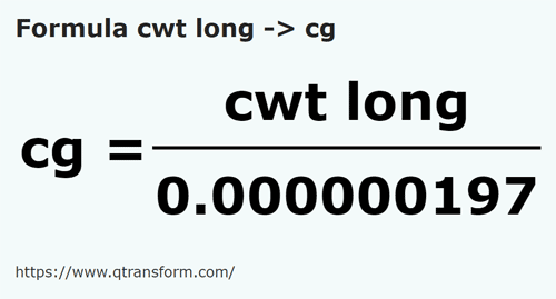formula Quintales largo a Centigramos - cwt long a cg
