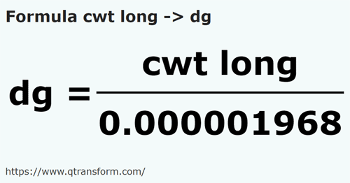 formula Quintale lungi in Decigrame - cwt long in dg