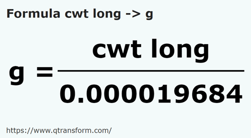 formula Quintale lungi in Grame - cwt long in g