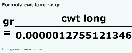 formula длинный кинтал в Гран - cwt long в gr