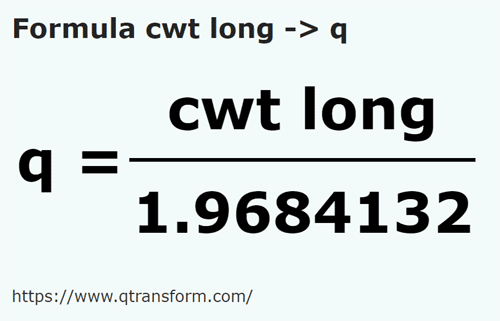 formula Cetnar angielski na Kwintale - cwt long na q