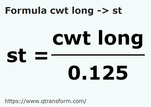 formula длинный кинтал в камней - cwt long в st