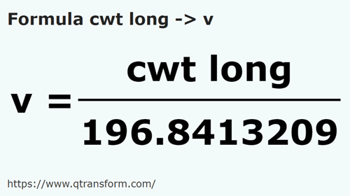 formule Quintals long en Wagons - cwt long en v