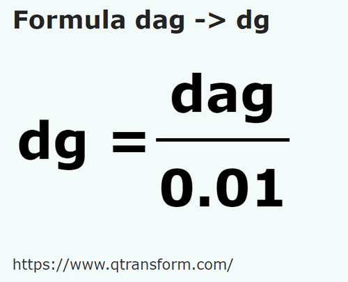 formula Decagrame in Decigrame - dag in dg