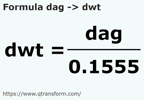 formula Decagrame in Pennyweights - dag in dwt