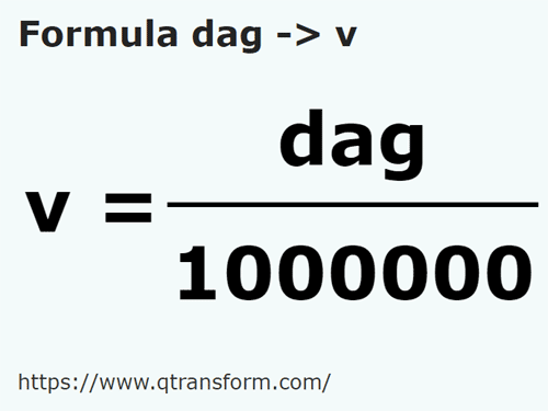 formula Decagramas em Vagãos - dag em v