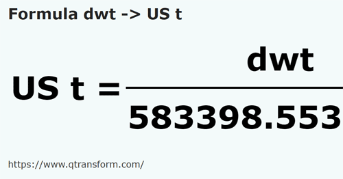 formula Pennyweights to Short tons - dwt to US t