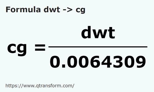 formula Pennyweight na Centygramy - dwt na cg