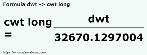 formula Pennyweights in Quintal lungo - dwt in cwt long