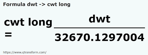 formula Pennyweights em Quintals longos - dwt em cwt long