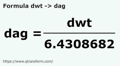 formula Pennyweights in Decagrame - dwt in dag