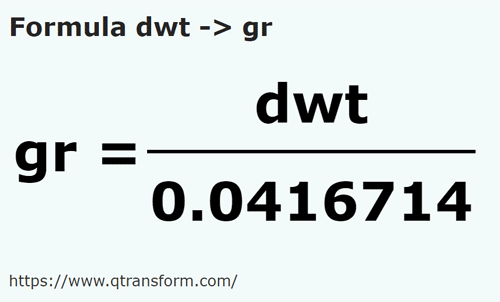 formula Pennyweights to Grains - dwt to gr