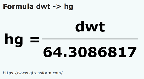 vzorec Pennyweights na Hektogramů - dwt na hg