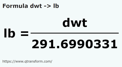 formula пеннивейты в метрическая система - dwt в lb