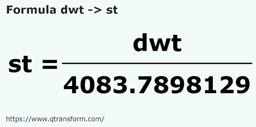 formula Pennyweights in Stone - dwt in st