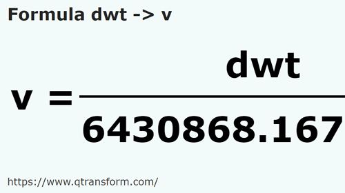 formula Pennyweight na Wagon - dwt na v