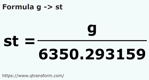 formula грамм в камней - g в st