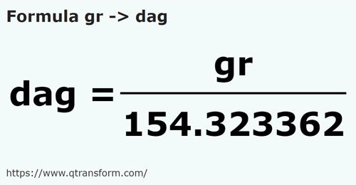 formula Grains to Decagrams - gr to dag
