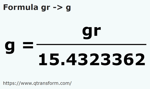 formulu Tahıl ila Gram - gr ila g