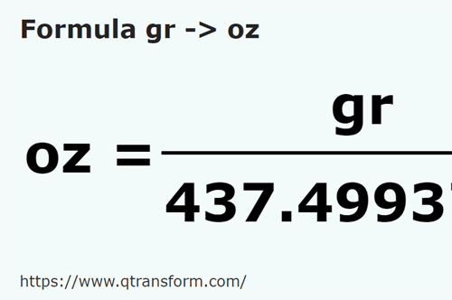 formula Biji kepada Auns - gr kepada oz