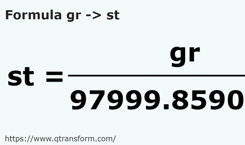 formula Гран в камней - gr в st