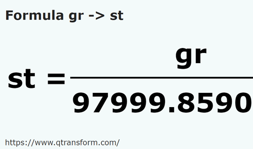 formula Granos a Stones - gr a st