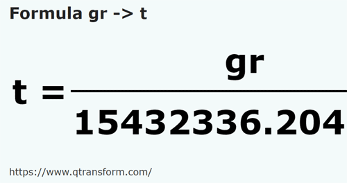 formula Grains to Tons - gr to t
