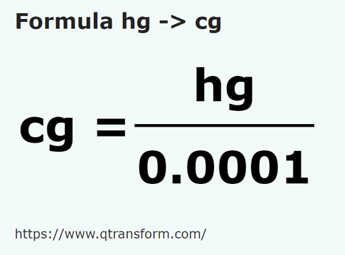 formula Hectograme in Centigrame - hg in cg