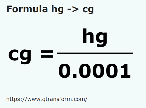 formule Hectogram naar Centigram - hg naar cg