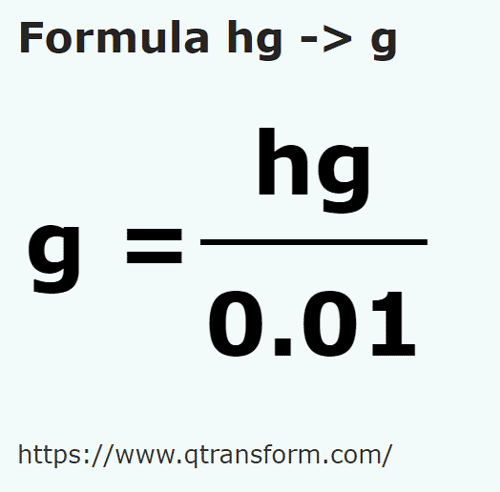 formula Hectogrammi in Grammi - hg in g