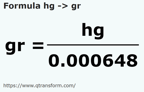 formula гектограмм в Гран - hg в gr
